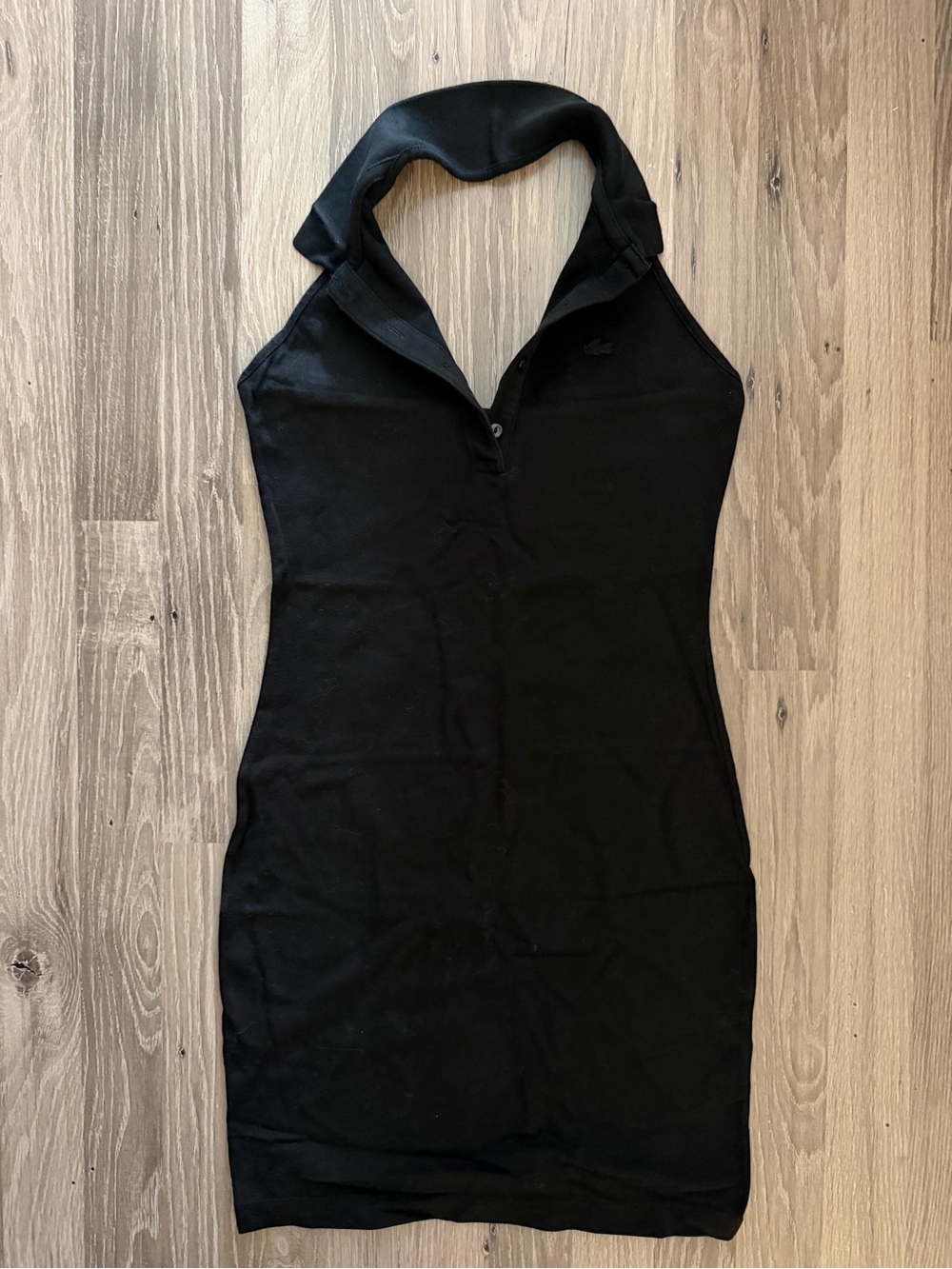 Lacoste Black Halter Polo Knit Mini Dress